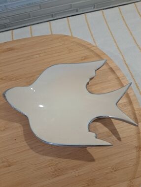 MCM Lunares San Francisco Aluminum Enamel White Dove Trinket Dish